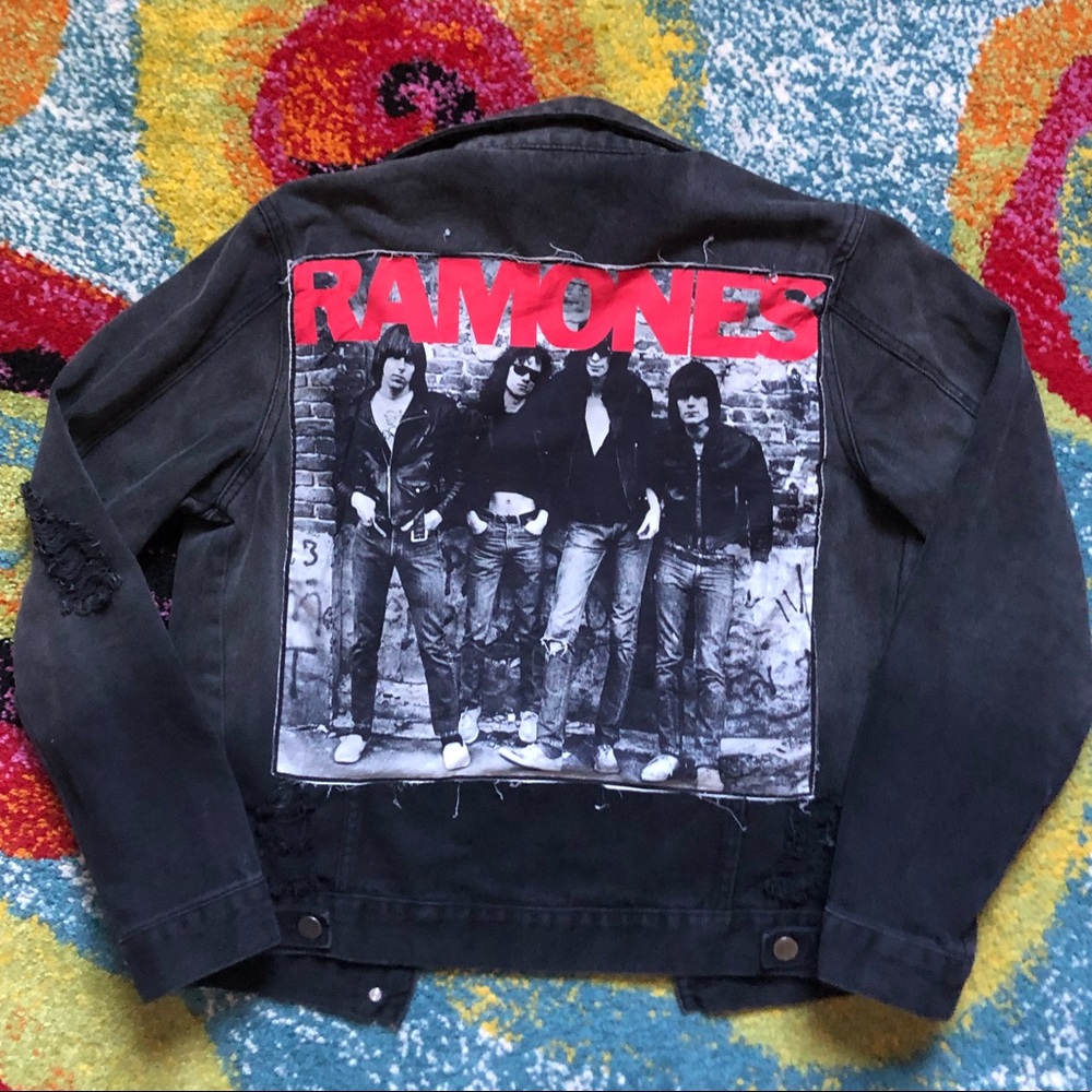 Black RAMONES distressed design jacket